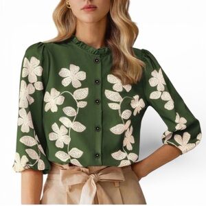 NEW SHEIN Ruffle Neck Top